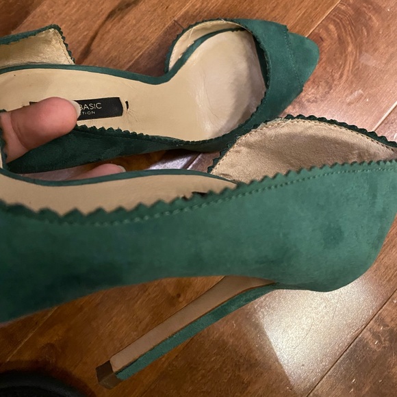 ZARA peep toe green suede heels - Picture 7 of 11